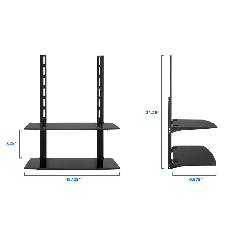 Mount-It! TV Wall Mount Shelf for Cable Box | AV | 2 Shelves | Tempered ...